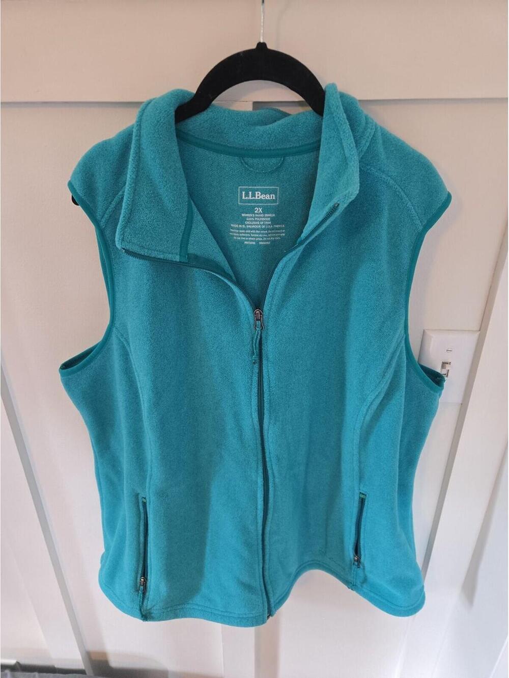 L.L. Bean Women's 2X Teal Fleece Full-Zip Vest
